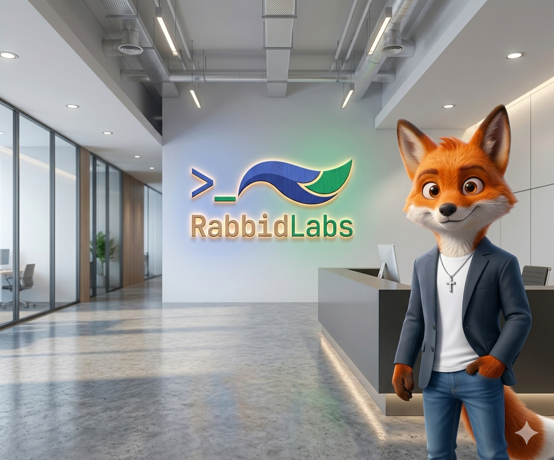 RabbidLabs banner reading 'Compliance isn't the problem. Execution is.' next to the RabbidLabs fox mascot, with the tagline 'Building the future of cybersecurity operations'